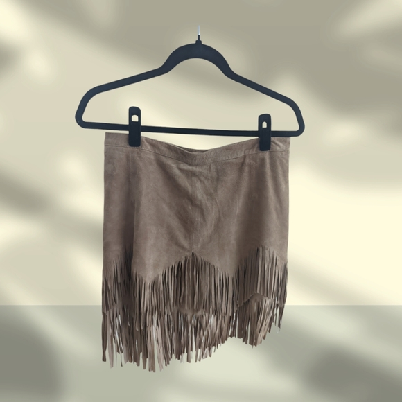 Free People Dresses & Skirts - Free People Suede Fringe Skirt